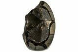 Polished Septarian Geode Sculpture - Black Crystals #124536-2